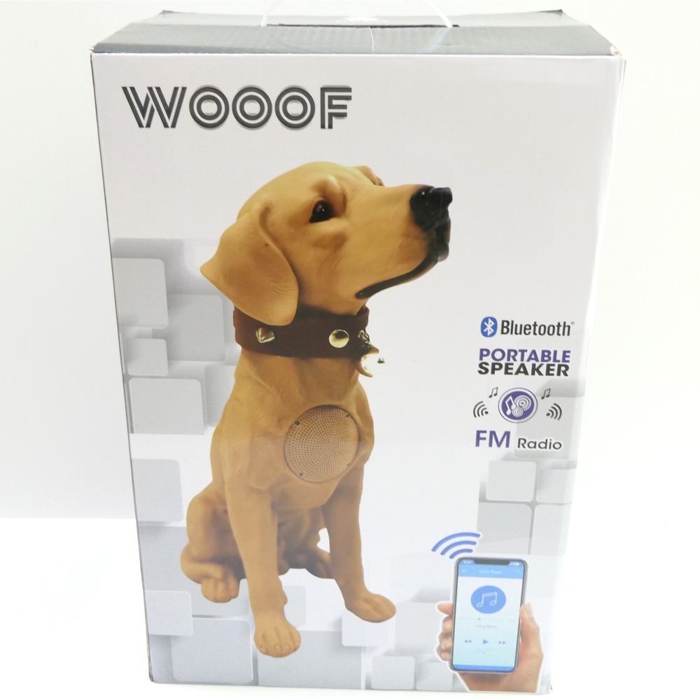 Wooof Max Power Yellow Lab Bluetooth Portable Speaker MD562-BR w/ FM Radio